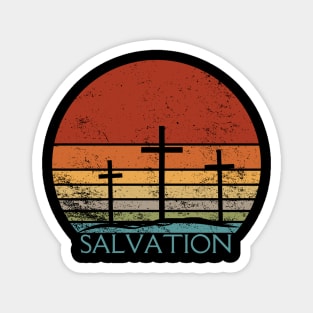 Salvation Christian Cross Sunset Silhouette Design Magnet