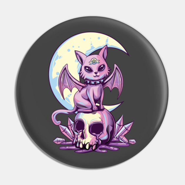 Pastel Goth Wiccan Cat Cute Creepy Witchy Cat and Skull - Witch Cat ...