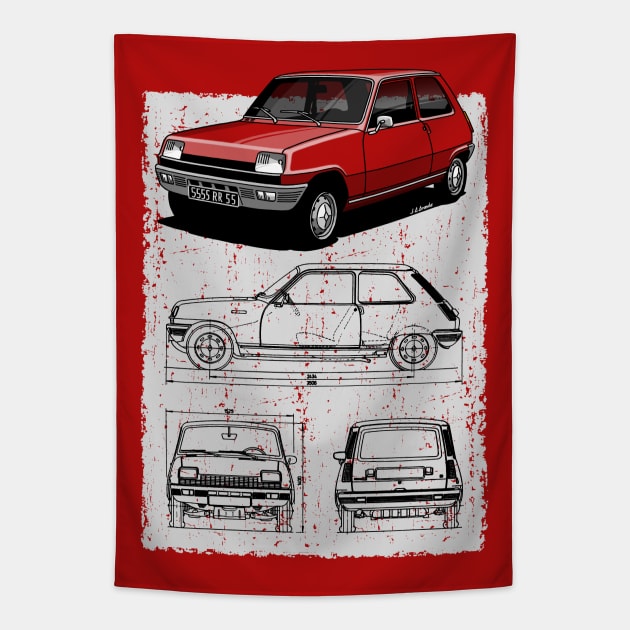 The greatest small french car! Tapestry by jaagdesign