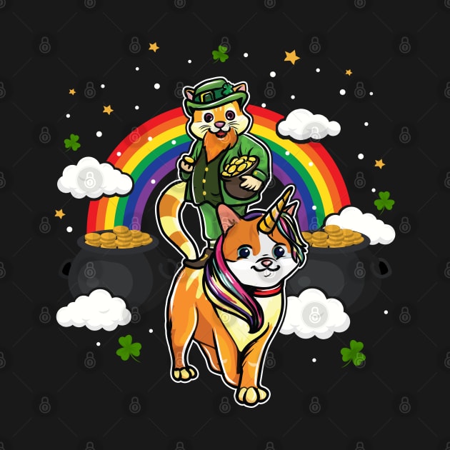 St Patricks Day Cat Leprechaun Caticorn by E