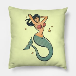 Vintage Mermaid Tattoo Pillow