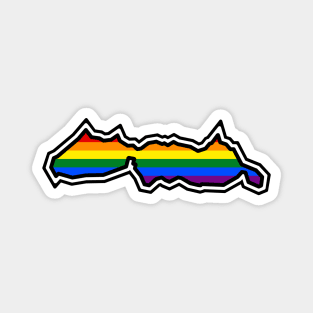 Malcom Island Silhouette - Sointula Traditional Pride Flag Rainbow Colours - Malcom Island Magnet