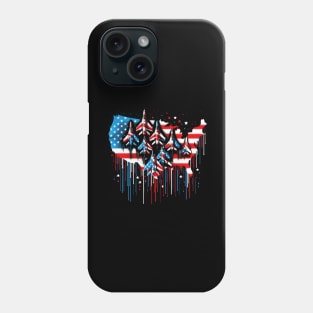 Fighter Jet Airplane American Flag USA Map 4th Of July Phone Case