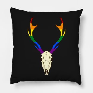 Gay Pride Deer Skull Pillow