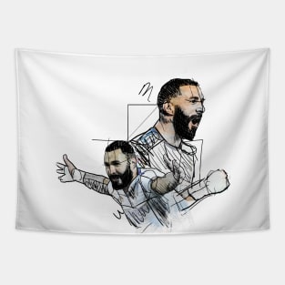 Karim Benzema on Sketch Art Tapestry