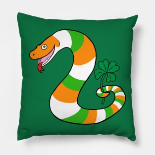 Irish snake holding a Lucky Shamrock Pillow