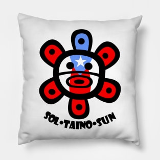 Puerto Rico Taino Sun Boricua Flag Text Pillow