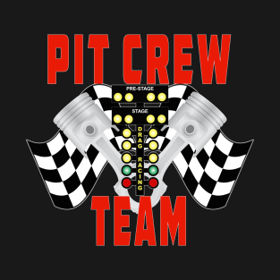 Pit Crew Team Racing Flag Racing Tree Pistons T-Shirt