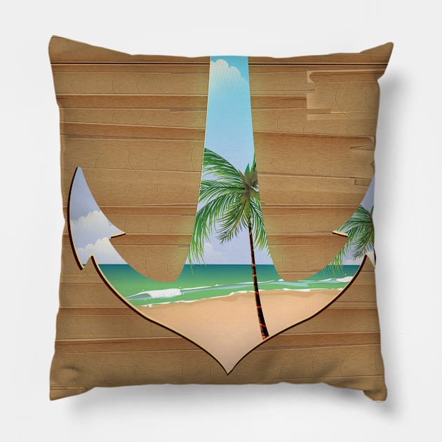 Ships beach Anchor Pillow by nickemporium1