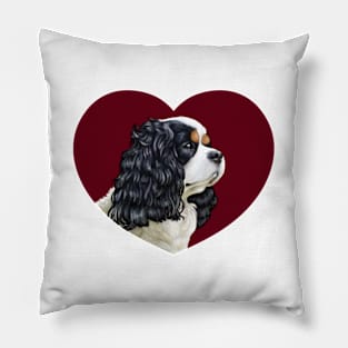 Cavalier King Charles Spaniel - Tri in a Heart Pillow