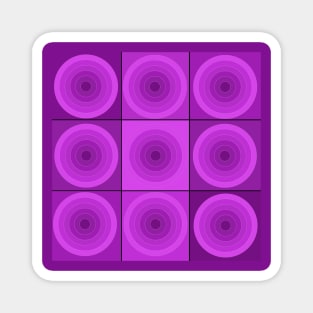 Purple Geometric Circles in Squares Magnet