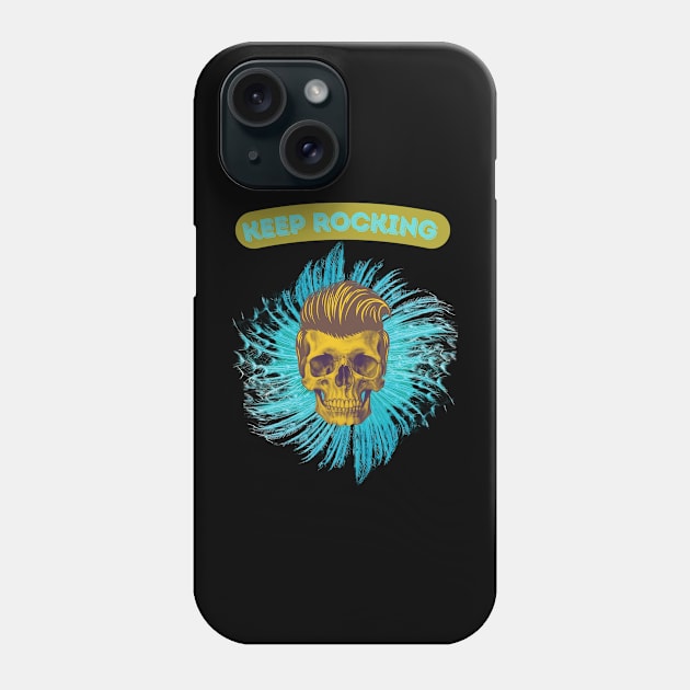 Keep rocking mustard yellow skull Phone Case by happygreen