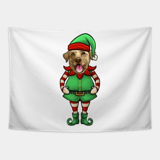 Yellow Labrador Retriever Christmas Elf Tapestry