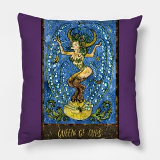 Queen Of Cups. Magic Gate Tarot Card Design. Pillow