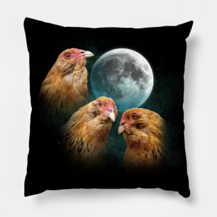 Three Chicken Moon (Ameraucana) Pillow