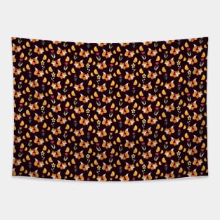 Brown Citrus Fox Pattern Tapestry