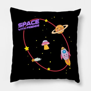 Space With Friends | Cute Kids Pillow