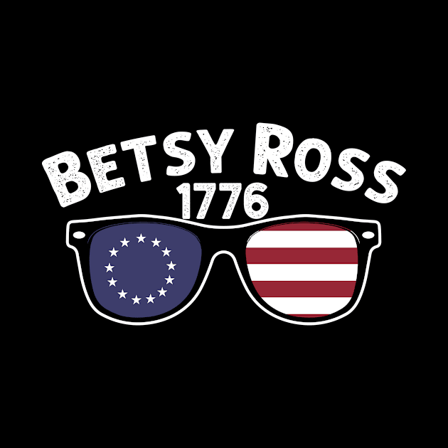 Betsy Ross Flag 1776 God Bless America Vintage T-shirt by dconciente