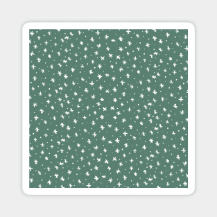 Snowflakes and dots - green and white Magnet