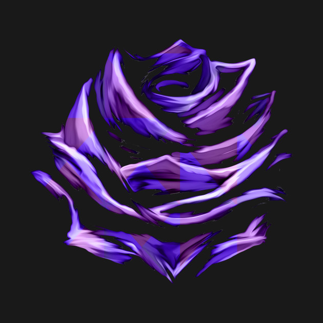 Purple Blue Rose Abstract Art Flower Colorful Brush Painting Digital Art