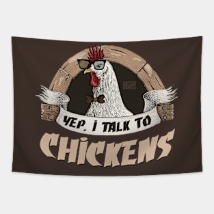 Funny Nerd Yep I Talk Chickens Lovers Rooster Farming Farmer Tapestry