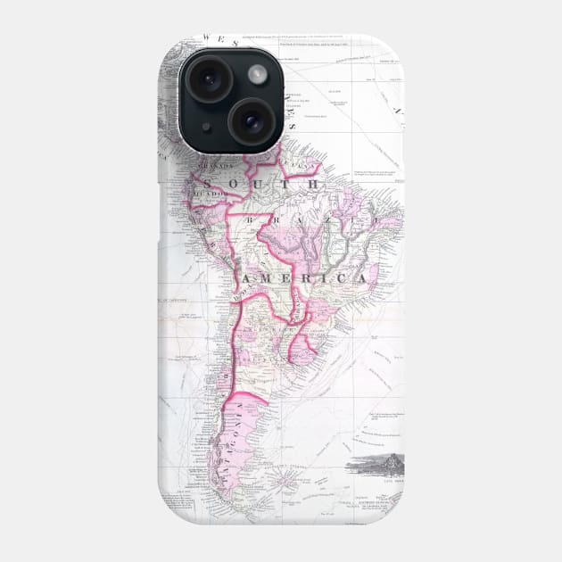 Vintage Map of South America (1861) Phone Case by Bravuramedia