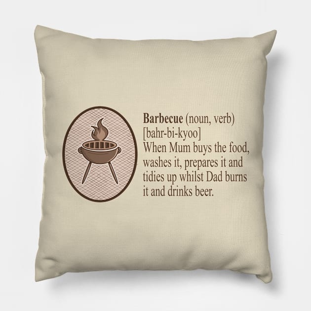 Dictionary Definition of a BBQ barbecue Funny vocabulary meaning Pillow by IceTees