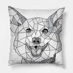 Happy Corgi Geometric Sketch Pillow