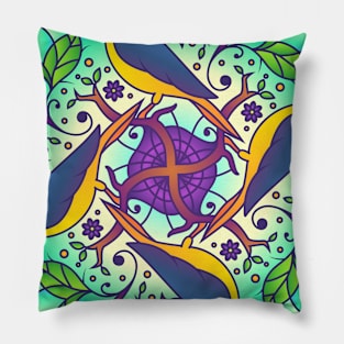 Birds Pattern Abstract Mandala Design Pillow