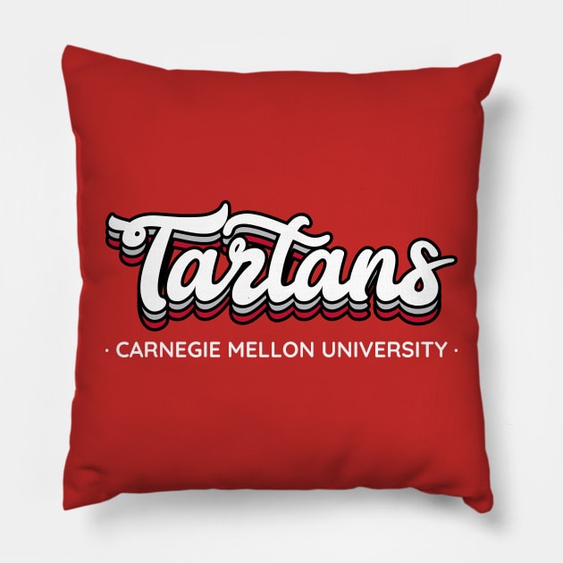 CMU Tartans - Cursive Pillow by Josh Wuflestad