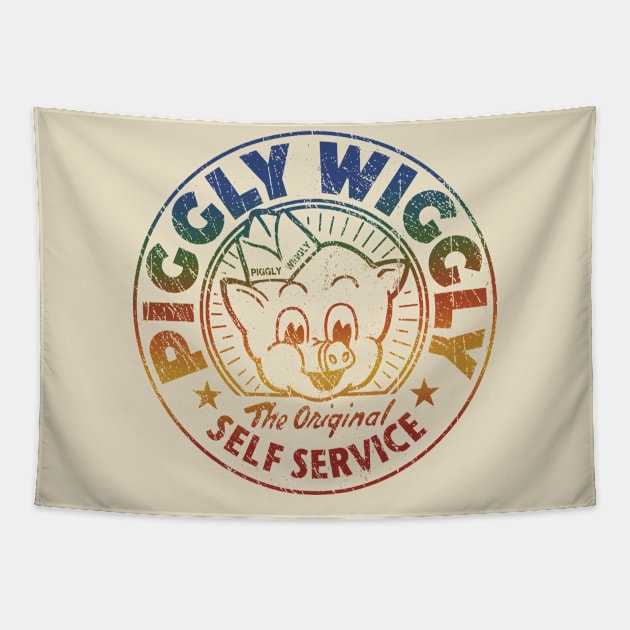 Retro Colors Piggly Wiggly Tapestry by Linefingerart