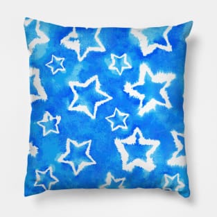 Blue Tie Dye Stars Pillow