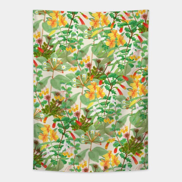 Wildflower bouquets illustration and pattern Tapestry by agus.cami