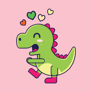 Kawaii Cute Dinosaur Cartoon valentine day T-Shirt