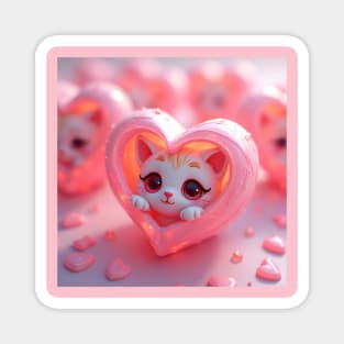Cute Cat In Love Magnet