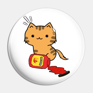 Funny Orange Cat Spilled Hot Sauce Pin