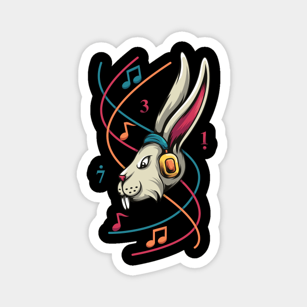 Cool Rabbit Listen Music Magnet by JagatKreasi