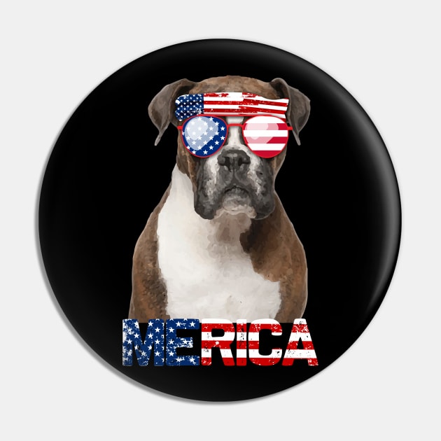 Merica Boxer Dog American Flag 4Th Of July Pin by jrgenbode