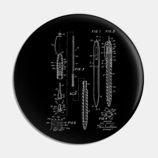 Ball-point pen Mechanism Vintage Patent Hand Drawing Pin