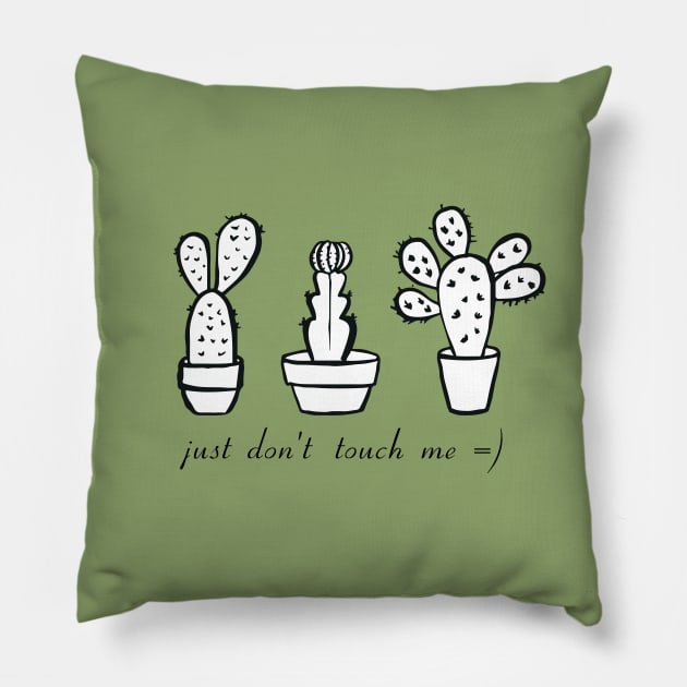 Potted cacti and succulents. Just don't touch me =) Pillow by AliJun