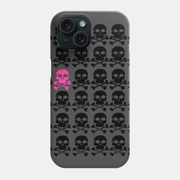 Black Skulls with One Pink Skull Phone Case by Scarebaby