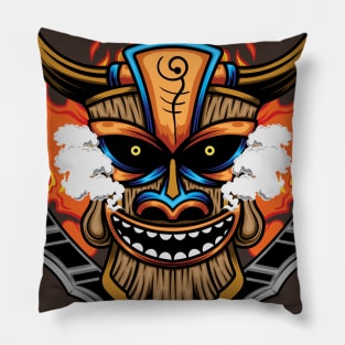 Tiki Mask Illustration 03 Pillow