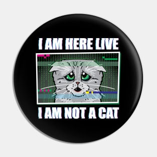 I AM HERE LIVE I AM NOT A CAT - Funny Lawyer Cat Video Call Meme Pin