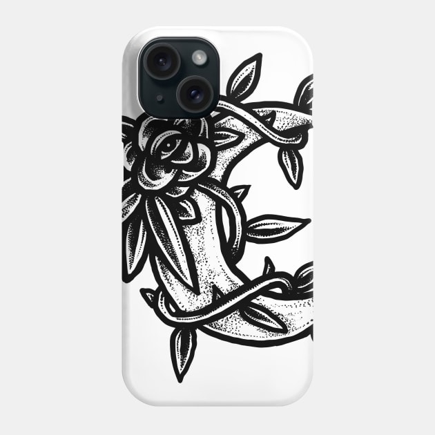 Crescent Moon Flowers Phone Case by sebrodbrick