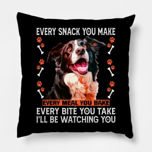 Collie Confidant: I'll Be Watching You on Vibrant Graphic Tee Pillow