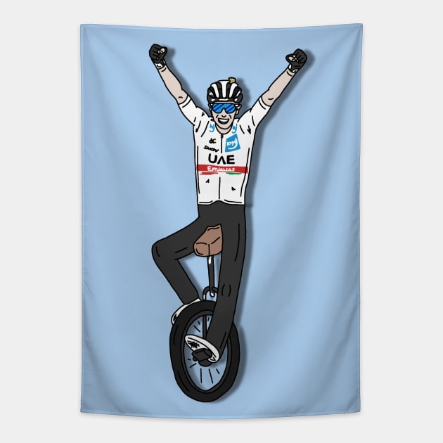 Tadej Pogacar Tour de France 2022 - White jersey Tapestry by p3p3ncil