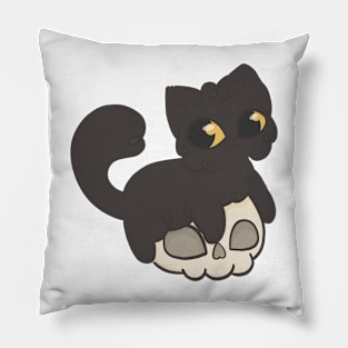 Black cat on a skull Pillow