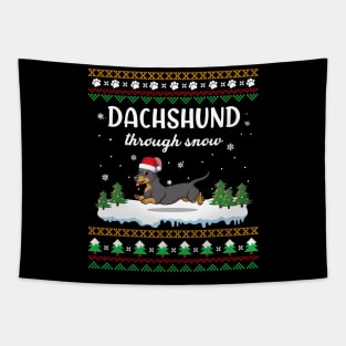 Dachshund Through Snow Funny Christmas Costume Tapestry