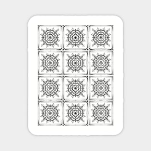 Black and white heart quilt repeat pattern Magnet