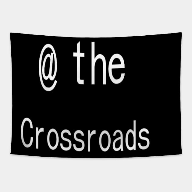 At the Crossroads Illustration on Black Background Tapestry by 2triadstore